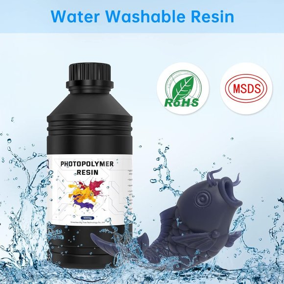 BIQU Water Washable Resin, 405nm Rapid UV Curing Standard Photopolymer Smoky Blk - Picture 5 of 7